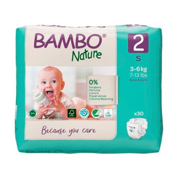 Scutece Bambo Nature 2  (3-6 kg), 30 buc 