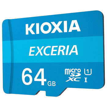 Карта памяти 64GB Kioxia Exceria LMEX1L064GG2 microSDHC, 100MB/s, (Class 10 UHS-I) + Adapter MicroSD-SD