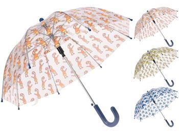 Umbrela pentru copii D58cm, transparent, cu animale desenate 