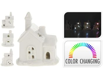 Suvenir LED "Casuta" 6.7X8cm, culori diverse, alb 