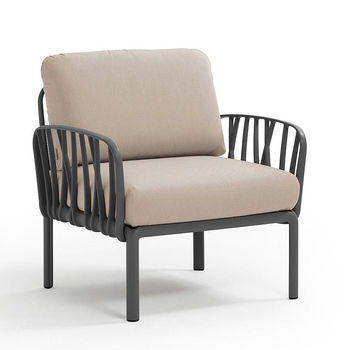 Кресло с подушками для сада и терас Nardi KOMODO POLTRONA ANTRACITE-canvas Sunbrella 40371.02.141