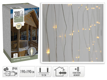 Luminite de Craciun "Cascada" 200LED alb-cald, 20 fire, 1.9X0.9m, 8reg 