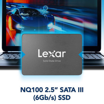 Внутрений высокоскоростной накопитель 480GB SSD 2.5 Lexar NQ100 LNQ100X480G-RNNNG, Read 550MB/s, Write 450MB/s, SATA III 6.0 Gbps