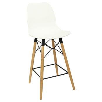 купить Барный стул из пластика, деревянные ножки и металлическая подставка 485x470x1065 мм, белый в Кишинёве 