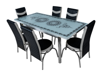 Комплект Келебек ɪɪ 0206 + 6 стульев Merchan черные с белым 