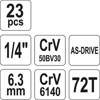 cumpără SET DE PRIZE CU CLICHET YATO  23 el., -1/4" YT-14421 în Chișinău 