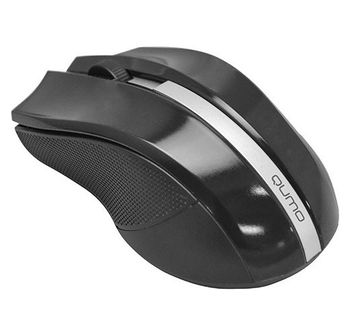 Wireless Mouse Qumo Style, Optical, 1000 dpi, 3 buttons, Ambidextrous, 2xAAA, Black, USB 