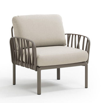 Кресло с подушками c водоотталкивающей тканью для сада и терас Nardi KOMODO POLTRONA TORTORA-TECH panama 40371.10.131