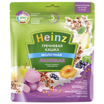 купить Heinz Лакомая каша гречневая молочная грушка, абрикос, смородинка, 5+мес. 170 г в Кишинёве 