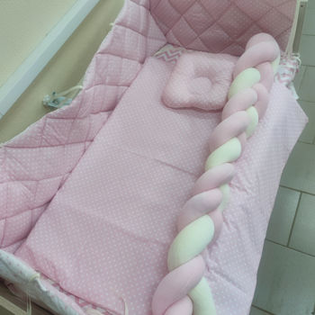 Бортики в кроватку Pampy Pink Dots +Косичка 
