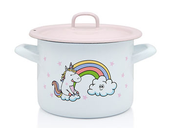 Cratita emailata Clasica "Unicorn" 14cm, 1.5l, capac din metal 