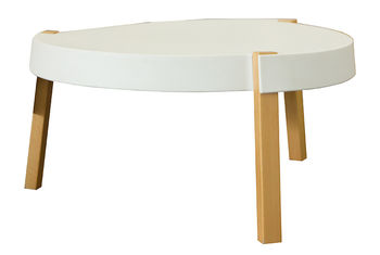 купить Журнальный столик с пластиковой поверхностью и деревянными ножками, 545x300 мм, белый в Кишинёве 