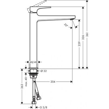 Metropol Baterie pentru lavoar suprapus 260, ventil Push-Open, Matt Black 