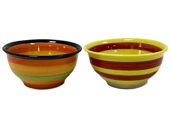 Salatiera din ceramica 14cm dungi multicolore 