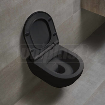 cumpără Vas WC suspendat cu capac KNIDOS (negru mat)  EGE VITRIFIYE în Chișinău 