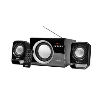 Active Speakers SVEN MS-300 Black, mini music system: FM Tuner, USB port, SD slot ( 2.1 surround, RMS 12W, 6W subwoofer, 2x3W Satellites ) (boxe sistem acustic/колонки акустическая сиситема)
