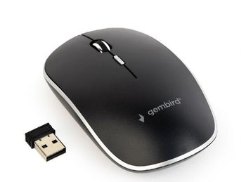 Wireless Mouse Gembird MUSW-4BS-01, Optical, 800-1600 dpi, 4 buttons, Ambidextrous Silent 1xAA Black 