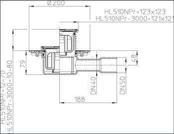 cumpără Sifon de pardoseala interior orizontal PP D. 40/50 cu grila inox (123 x 123 mm) H=79 mm HL510NPr  HL în Chișinău 