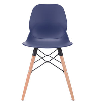 купить Синий пластиковый стул с деревянными ножками и металлической опорой в Кишинёве 