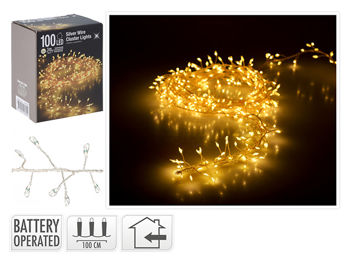 Luminite de Craciun "Dense" 100 MicroLED alb-cald, 1m, cablu transparent 