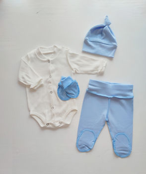 Set Pampy (0-1 luni) Ivory+Blue 