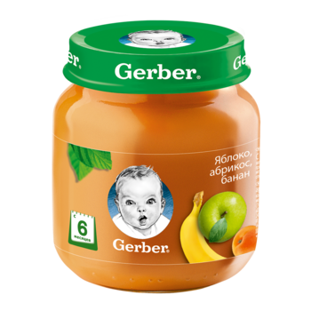 Пюре Gerber яблоко-абрикос-банан, с 6 месяцев, 130г 