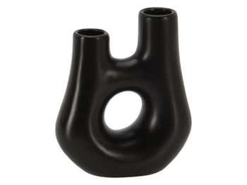 Vaza din ceramica "Pascal" H13cm, D11cm, neagra 