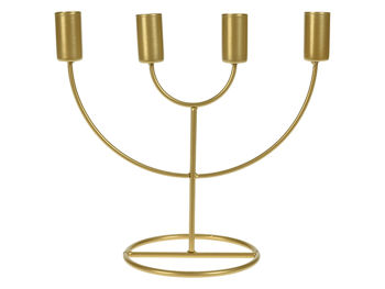 Sfesnic de metal pentru 4 lumanari "Menorah" 23X21X12cm, auriu 