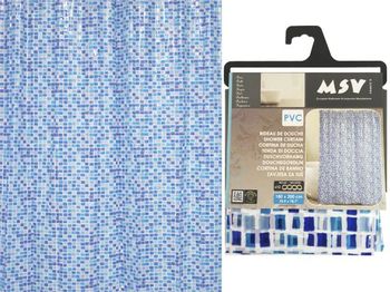 Perdea pentru dus 180X200cm MSV "Mozaika", albastră, PVC 
