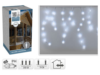 Luminite de Craciun "Turturi" 180LED alb, 3.5m, cablu transparent 