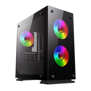 Case mATX GAMEMAX M65, w/o PSU, 3x120mm ARGB fans, Dual TG, USB 3.0, Dust Filter, Black 