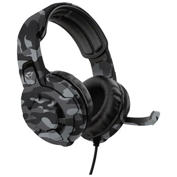 Trust Gaming GXT 411K Radius Multiplatform Headset - Black Camo, 40mm drivers provide a booming audio experience, adjustable microphone, Nylon braided cable (1m) plugs directly into game controllers and an extra adapter cable (1m) for PC