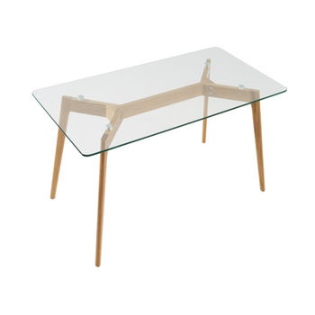 купить Прямоугольный стол с деревянными ножками и поверхностью из стекла, 1200x600x470 мм в Кишинёве 