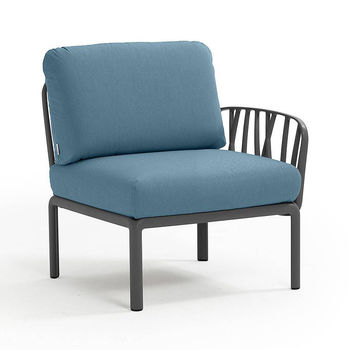 Кресло модуль правый / левый с подушками Nardi KOMODO ELEMENTO TERMINALE DX/SX ANTRACITE-adriatic Sunbrella 40372.02.142