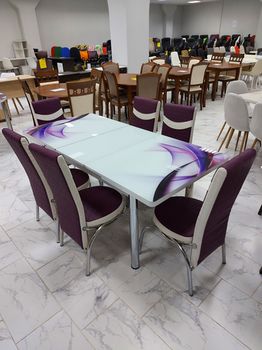 Комплект Келебек ɪɪ 179+ 6 стульев merchan фиолетовые с белым 