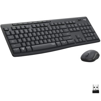 Клавиатура+мышь Logitech MK295 Silent, Wireless Combo, Multimedia Keyboard & Mouse, Graphite, USB, US Layout, Retail  920-009800