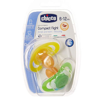 cumpără Chicco Suzetă Compact Night ortodontică latex unisex, 6+, 2 buc (7482241) (TVA=8%) în Chișinău 