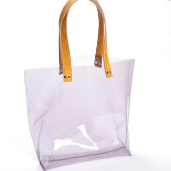 Bază transparentă pentru geantă, cu mânere / Muștar 