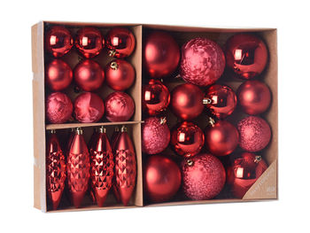 Set decoratiuni pentru brad 31buc, rosii, cutie 