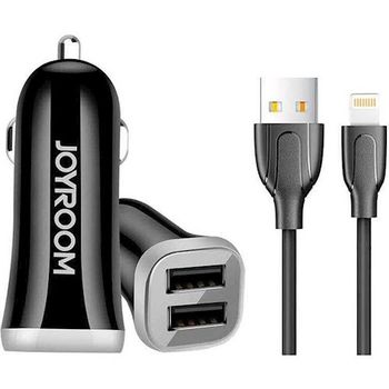 купить Зарядное устройство JOYROOM C-M216, 2USB, 3.1A + Lightning cable, Black в Кишинёве 