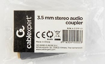 Audio adapter 3-pin*3.5 mm socket to 3-pin*3.5 mm socket, Cablexpert A-3.5FF-01 