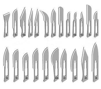 Lame chirurgicale sterile № 10, 11, 12, 13, 15, 20, 22, 23 