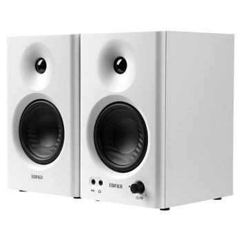 Колонки Активный Mонитор Edifier MR4 White Active Speakers, Studio Monitor 2.0/ 2x21W RMS, 1-inch silk dome tweeter and 4-inch diaphragm woofers, MDF wooden cabinets, simple connection to mixers, audio interfaces, computers or media players, front-mounted headphone output and AUX