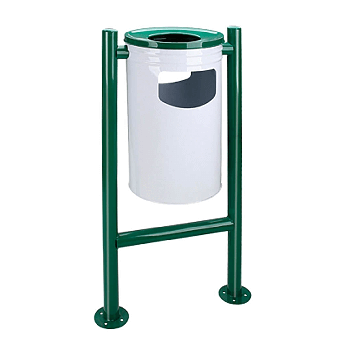 cumpără Urnă metalică pentru gunoi TIP 4, 35 l, 450x450x1000 mm, verde cu alb în Chișinău 