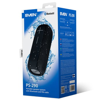 Speakers SVEN "PS-290" 20w, Black, Waterproof (IPx6), TWS, Bluetooth, FM, USB, microSD, 3000mA*h 