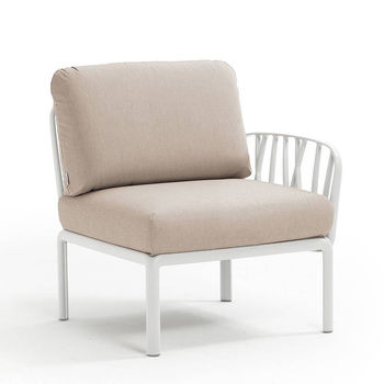 Кресло модуль правый / левый с подушками Nardi KOMODO ELEMENTO TERMINALE DX/SX BIANCO-canvas Sunbrella 40372.00.141