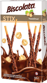Палочки в шоколаде с орехами "Biscolata Stix Hazelnut " 32г 