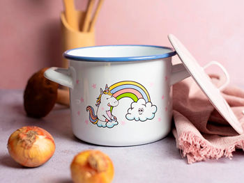 Кастрюля эмалированная "Unicorn" 14cm, 1.5l, крышка металл 