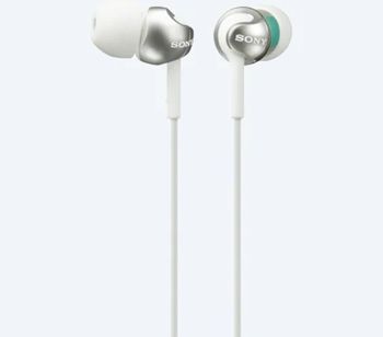 Earphones  SONY  MDR-EX110AP, Mic on cable,  4pin 3.5mm jack L-shaped, Cable: 1.2m, White 