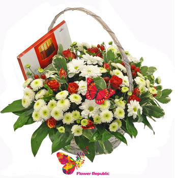Корзина с цветам "Merci" 